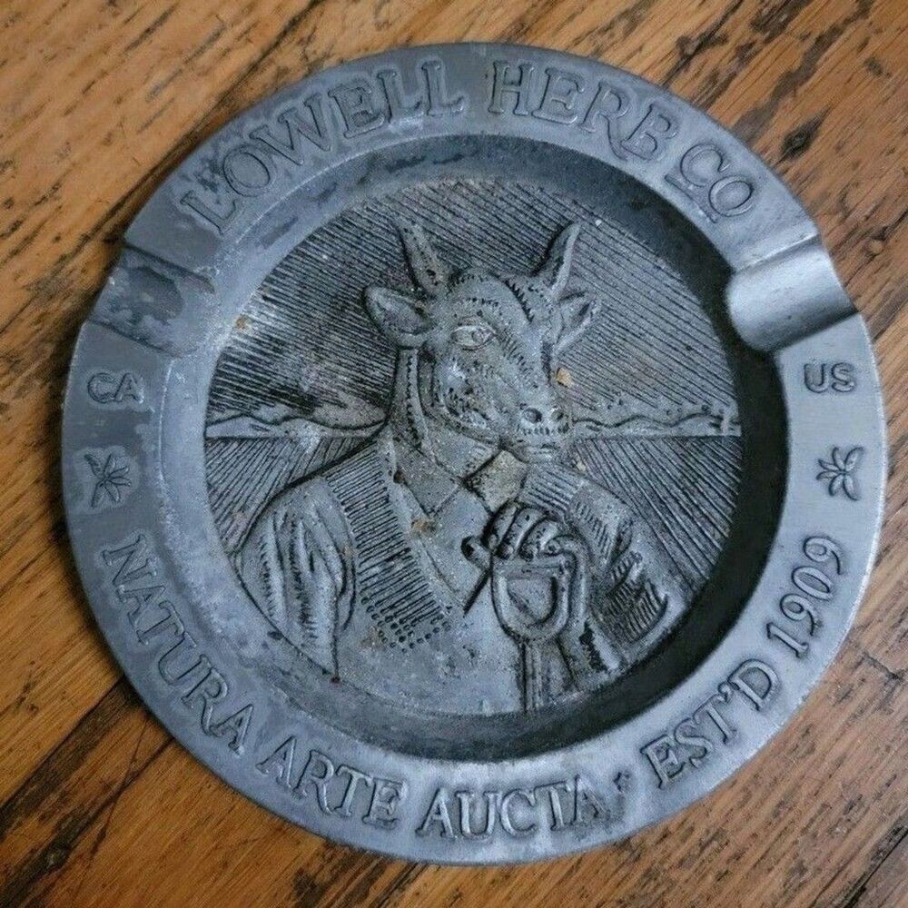 FOLSOM HERB CO. Metal Ashtray NATURA ARTE AUCTA Marijuana WEED Cannabis Co. CA